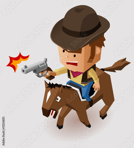 Vector: Sheriff with Revolver riding Horse Sheriff with Revolver riding Horse
