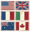 Vector illustration of retro tin signs with state flags