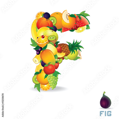 Vector: Vector Alphabet From Fruit. Letter F Vector Alphabet From Fruit. Letter F