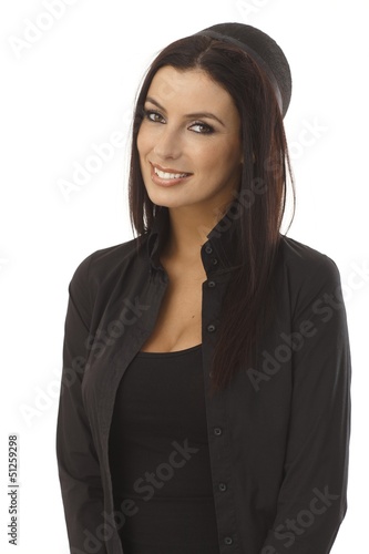 Photo: Portrait of happy stewardess Portrait of happy stewardess
