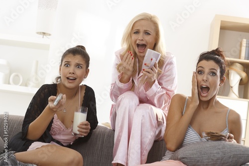 Photo: Girls watching thriller on tv Girls watching thriller on tv