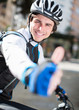 Photo: Male Cyclist Showing Thumb Up Sign Male Cyclist Showing Thumb Up Sign
