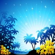 Blue Bright Tropical Landscape-Paesaggio Tropicale Blu-Vector
