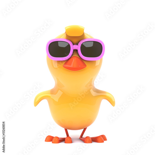 Illustration: Easter chick in pink sunglasses Easter chick in pink sunglasses