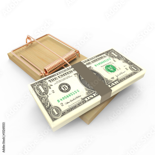 Illustration: US Dollars in a mouse trap US Dollars in a mouse trap
