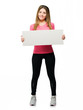 Photo: Young Woman Holding Blank Placard Young Woman Holding Blank Placard