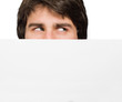 Young Man Holding Blank Placard