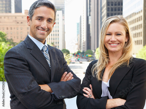 Photo: Portrait Of Two Business Colleagues Outside Office Portrait Of Two Business Colleagues Outside Office