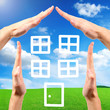 house made of hands on nature background