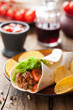 tortilla wraps with meat and vegetables