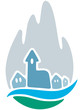 Logodesign eines Bergdorfes – Vektor und freigestellt