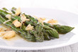 plate of asparagus with almonds