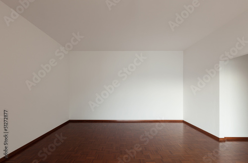 Photo: White apartment Interior, parquet floor, unfurnished White apartment Interior, parquet floor, unfurnished