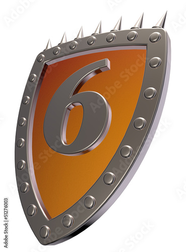 Illustration: number on metal shield number on metal shield