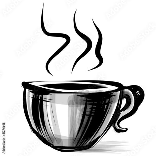 Vector: Cup with steam stylized on white Cup with steam stylized on white