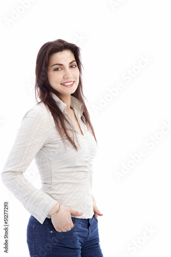 Photo: Smiling casual woman in jeans Smiling casual woman in jeans