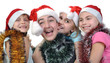 group of happy children celebrating Christmas