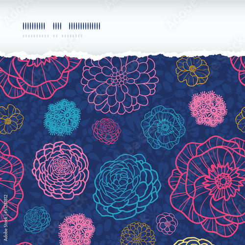 Vector: Vector glowing night flowers elegant horizontal torn seamless Vector glowing night flowers elegant horizontal torn seamless