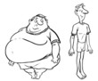 Illustration: Fat and slim male characters. Fat and slim male characters.
