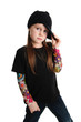 Portrait of a punk rock young girl with hat