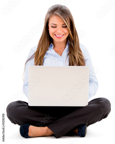 Photo: Business woman working online Business woman working online