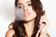 woman smoking e-cigarette