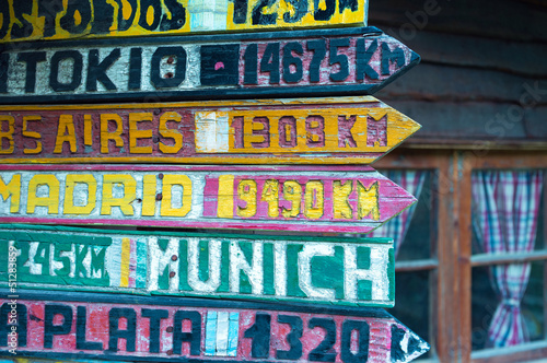 Photo: Sign with directions to mulitiple locations Sign with directions to mulitiple locations