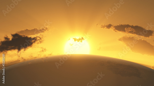 Illustration: Rendered image of a sunset Rendered image of a sunset
