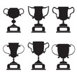 Vector black trophy and awards icons set