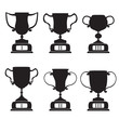 Vector black trophy and awards icons set