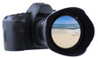 plage sur objectif appareil photo