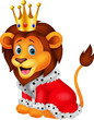 Cartoon lion in king outfit