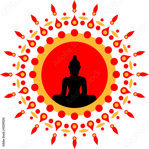 Vector: Buddha, Sonne, Meditation, Eleuchtung Buddha, Sonne, Meditation, Eleuchtung