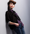 Modish Trend. Nifty Woman in Pin-up Costume in Reverie. Elegance