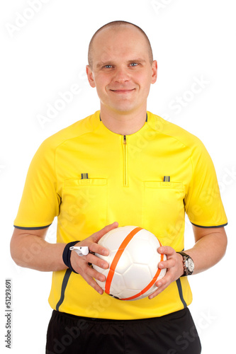 Photo: Portrait of a referee holdin a ball Portrait of a referee holdin a ball
