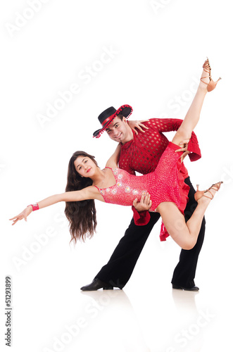 Photo: Pair of dancers isolated on the white Pair of dancers isolated on the white