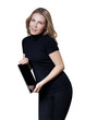 Photo: Sexy blond girl holding tablet pc. Sexy blond girl holding tablet pc.