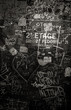 Photo: Vandalized wall, black and white Vandalized wall, black and white