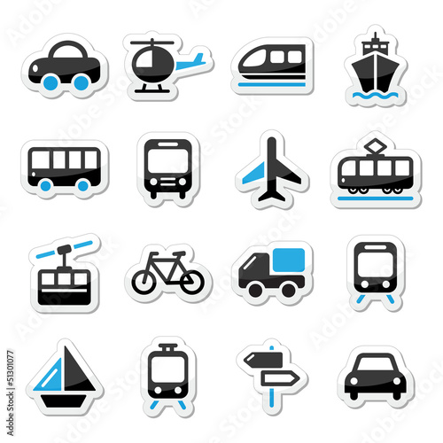 Vector: Transport, travel vector icons set isoalted on white Transport, travel vector icons set isoalted on white