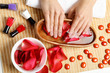 Woman is getting manicure