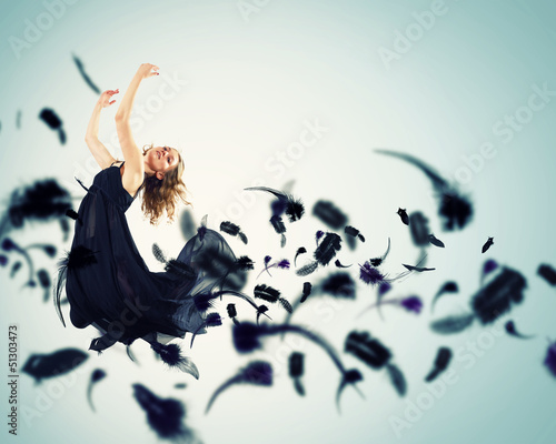 Photo: Young girl floating Young girl floating