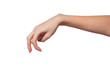 A Female hand is showing the walking fingers isolated on white