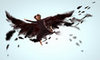 Woman floating   on dark wings