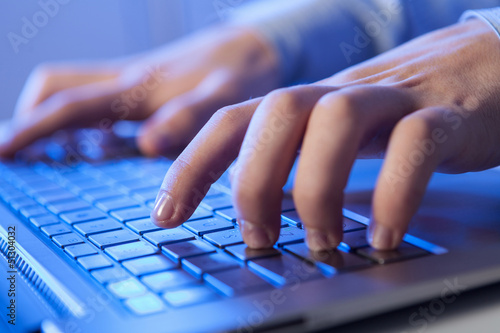 Photo: Click! Hands of a man on keyboard Click! Hands of a man on keyboard