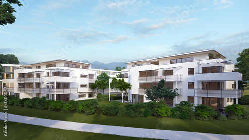 Illustration: Weißes Apartmenthaus - white minimalistic apartmenthouse Weißes Apartmenthaus - white minimalistic apartmenthouse