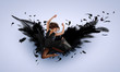 Woman floating   on dark wings