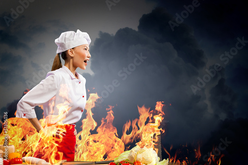 Photo: Asian female cook in anger Asian female cook in anger
