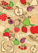 Set fruits, vector illustration