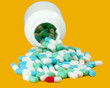 blue and red capsule pills