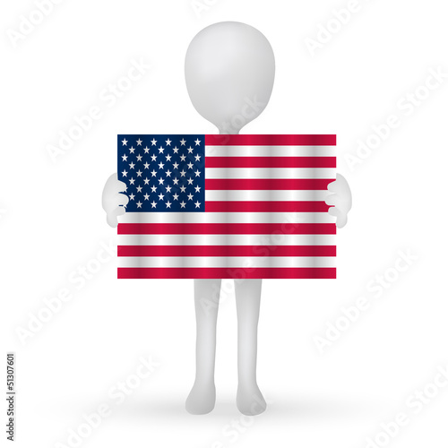 Illustration: small 3d man hands holding a USA flag small 3d man hands holding a USA flag